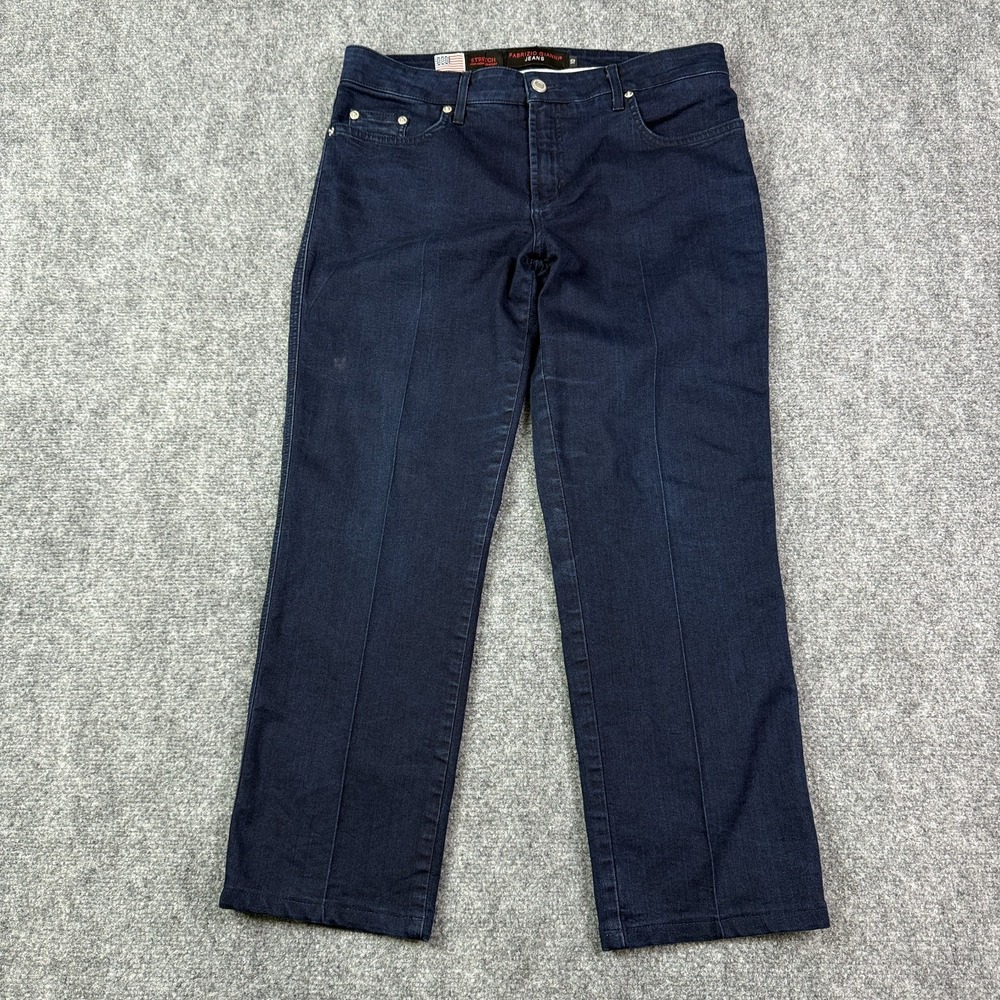 Fabrizio Gianni Womens Straight Crop Jeans 10 Dark Wash Stretch Denim Made USA